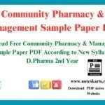 Community Pharmacy & Management Question paper pdf download