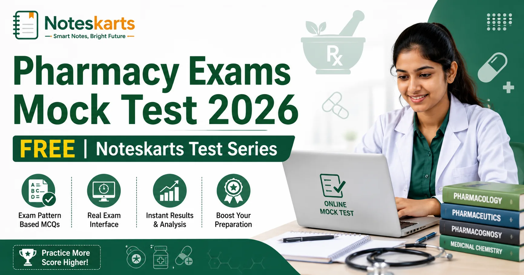Free Pharmacy Exams Mock Test 2026 by Noteskarts Test Series